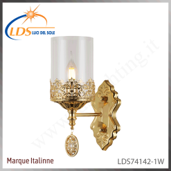 Applique murale (ampoule) – 1× douille E14 (petit culot) – en verre – finition or – Luci…