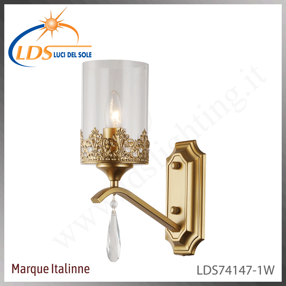 Applique murale (ampoule) – 1× douille E27 – finition or