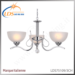Suspension décorative 3 lampes – 3× douille E27 – en verre – finition chromé