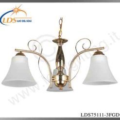 Suspension décorative 3 lampes – 3× douille E27 – en verre – finition or