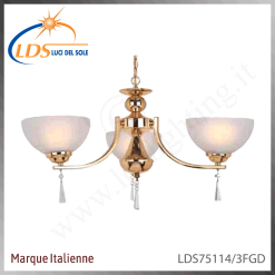 Suspension décorative 3 lampes – 3× douille E27 – en verre – finition or