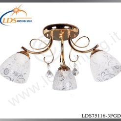 Suspension décorative 3 lampes – 3× douille E27 – en verre – finition or