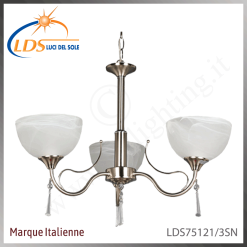 Suspension décorative 3 lampes – 3× douille E27 – en verre – finition nickel satiné