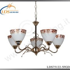 Suspension décorative 5 lampes – Douille E27 – en verre – finition or