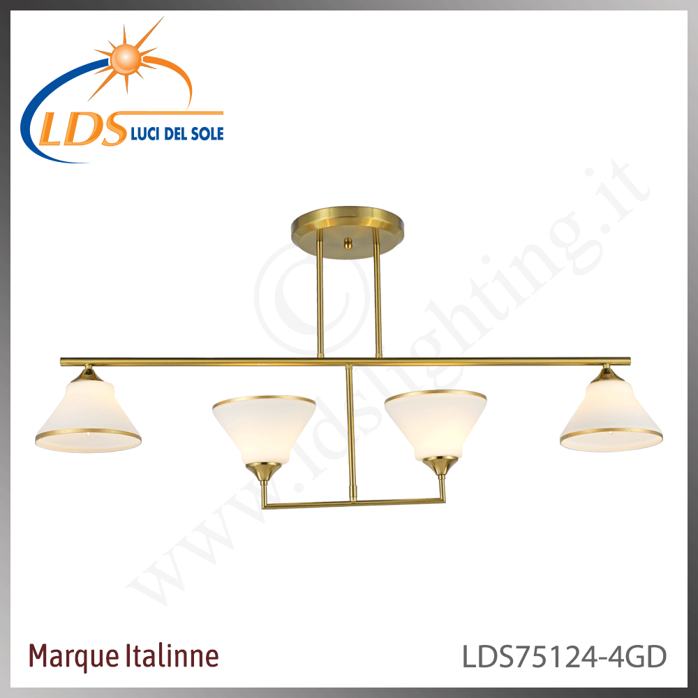 Suspension décorative 5 lampes – 4× douille E27 – en verre – finition or