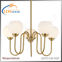 Suspension décorative 5 lampes – 5× douille E27 – en verre – finition or