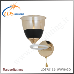 Applique murale (ampoule) – 1× douille E27 – en verre – finition or