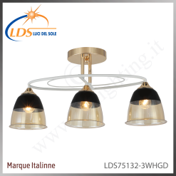 Suspension décorative 3 lampes – 3× douille E27 – en verre – finition or