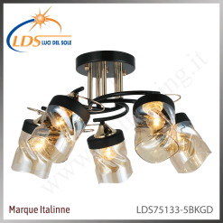 Suspension décorative 5 lampes – 5× douille E27 – en verre – finition noir