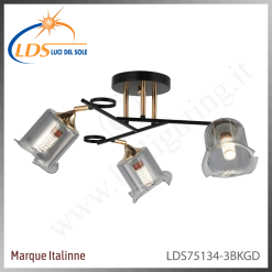 Suspension décorative 3 lampes – 3× douille E27 – en verre – finition or