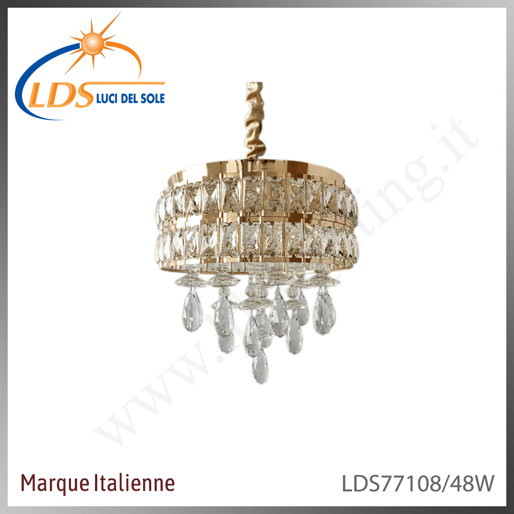 Suspension décorative en cristal – LED 48W – finition or