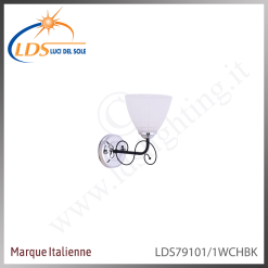 Applique murale (ampoule) – 1× douille E27 – en verre – finition noir