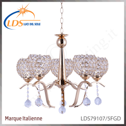 Suspension décorative 5 lampes – 5× douille E27 – finition or