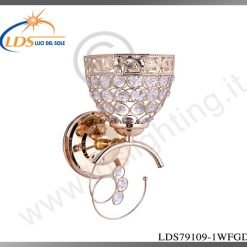 Applique murale en cristal – 1× douille E27 – finition or