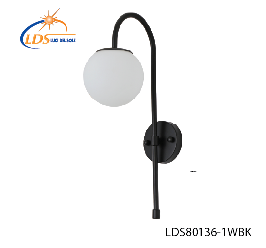 Applique murale (ampoule) – 1× douille E27 – en verre – finition noir – Luci Del Sole