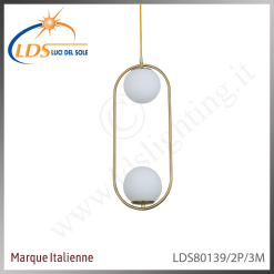 Suspension décorative 3 lampes – 2× douille E27 – en verre – finition or