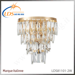 Applique murale en cristal – 2× douille E14 (petit culot) – finition or – Luci Del Sole