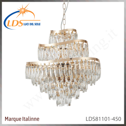 Suspension décorative en cristal – 8× douille E14 (petit culot) – finition or