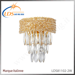 Applique murale en cristal – 2× douille E14 (petit culot) – finition or – Luci Del Sole