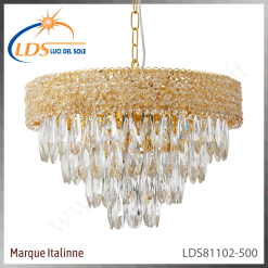 Suspension décorative en cristal – 9× douille E14 (petit culot) – finition or