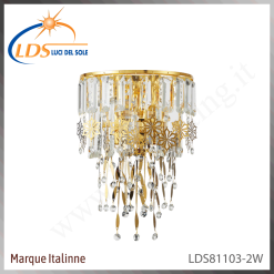 Applique murale en cristal – 2× douille E14 (petit culot) – finition or – Luci Del Sole