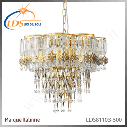 Suspension décorative en cristal – 9× douille E14 (petit culot) – finition or