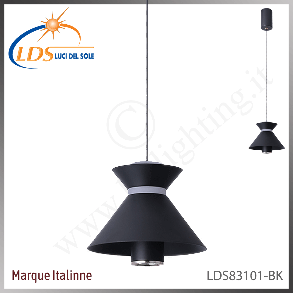 Suspension décorative 1 lampe – LED 12W – finition noir