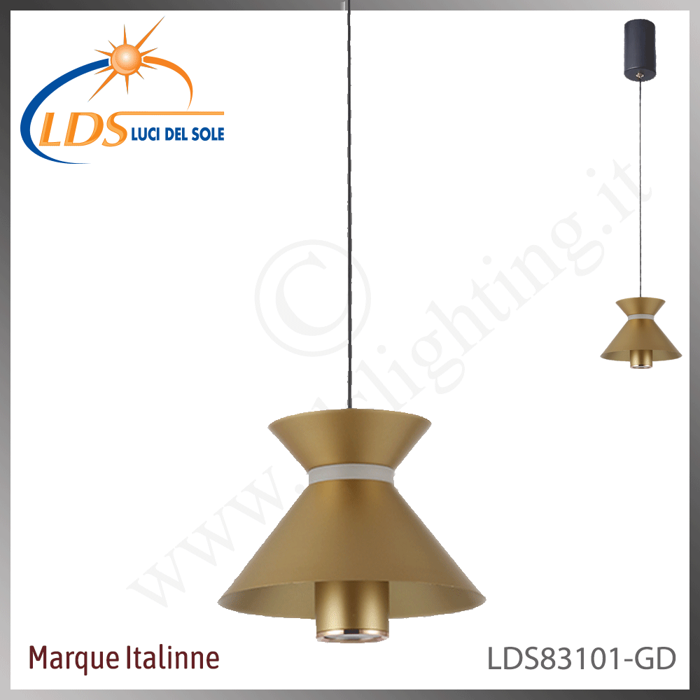 Suspension décorative 1 lampe – LED 12W – finition or