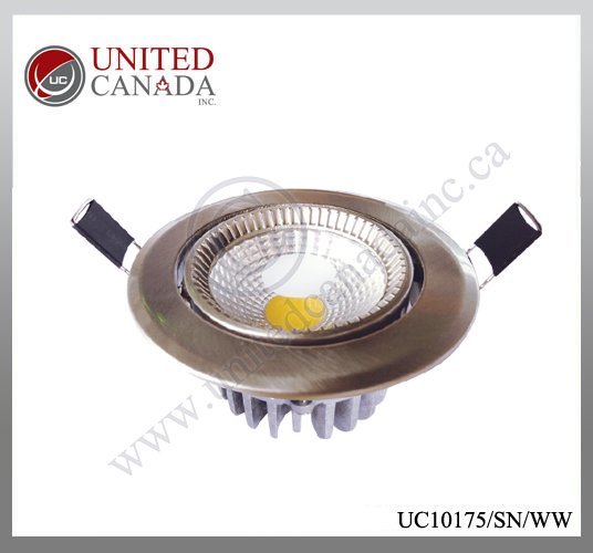 Spot LED COB – LED 5W – Blanc froid (6000–6500K) – finition nickel satiné – United Canada Inc.
