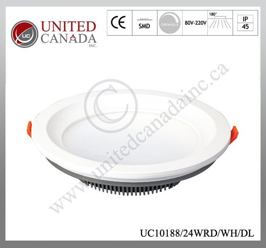 Downlight LED avec verre dépoli – LED 24W – finition blanc